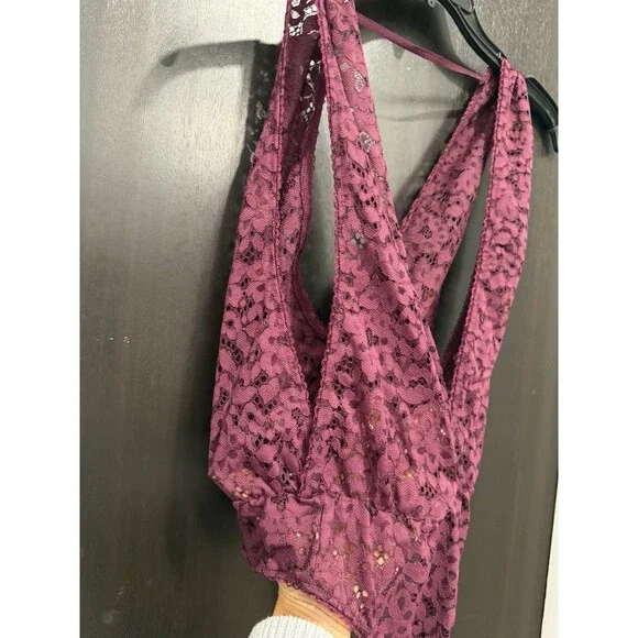 Victoria's Secret Lace Teddy Deep V-neck Maroon Sm Coquette  Barbiecore Y2K Sexy - Picture 3 of 7